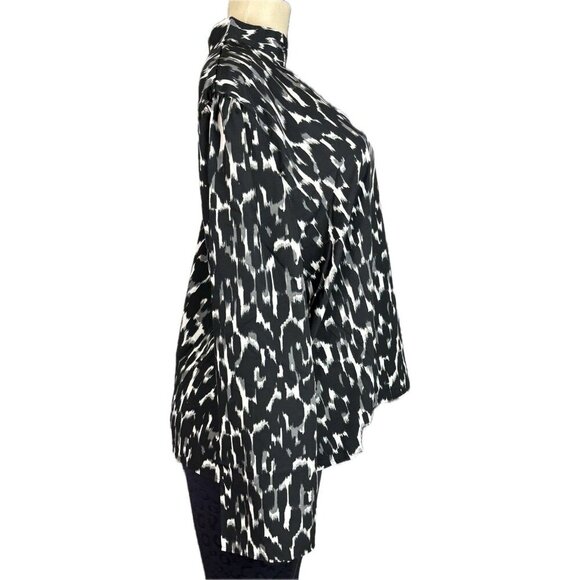 New York & Company XXL Black Animal Print Choker One Shoulder Chain Strap Top - Picture 3 of 6